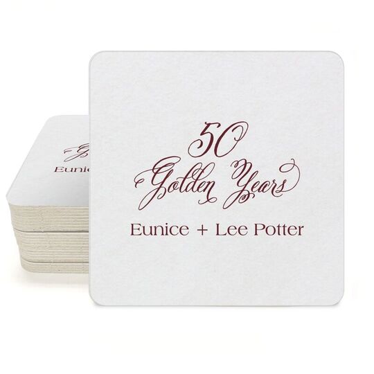 Elegant 50 Golden Years Square Coasters