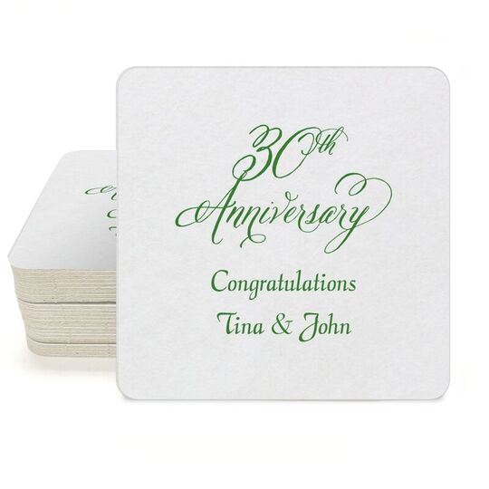 Elegant 30th Anniversary Square Coasters