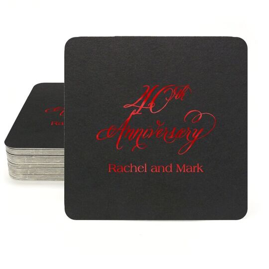 Elegant 40th Anniversary Square Coasters