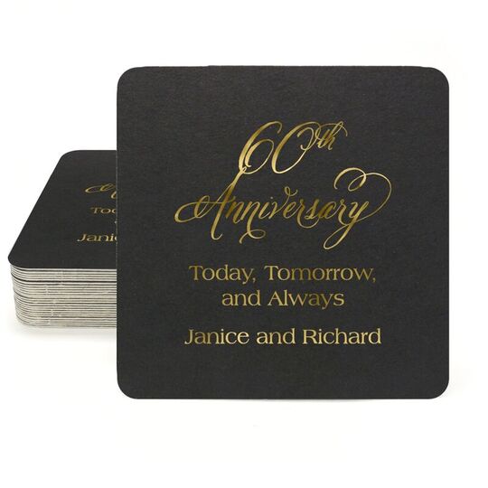 Elegant 60th Anniversary Square Coasters