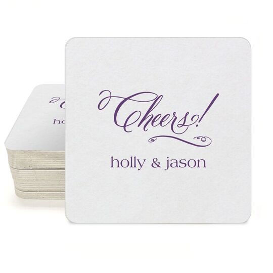 Elegant Cheers Square Coasters