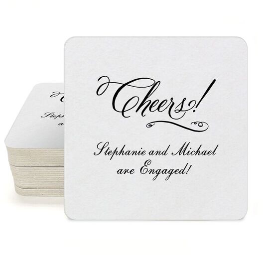 Elegant Cheers Square Coasters