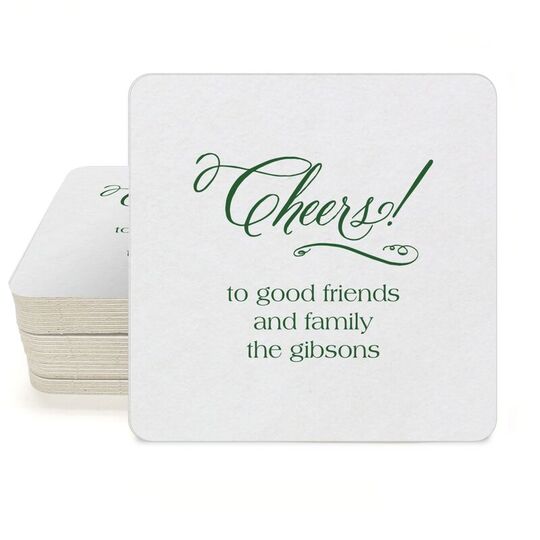 Elegant Cheers Square Coasters