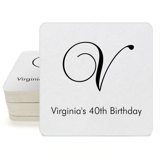 Elegant Initial Square Coasters