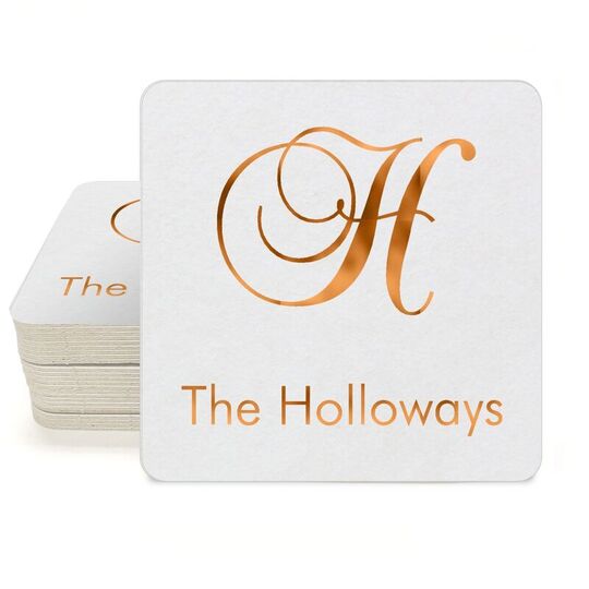 Elegant Initial Square Coasters