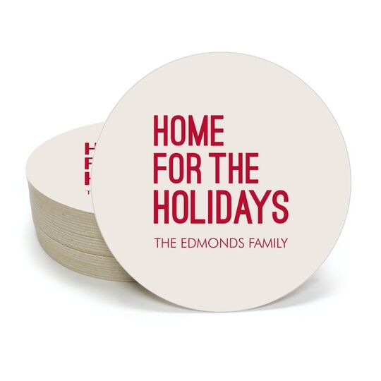 Home For The Holidays Round Coasters