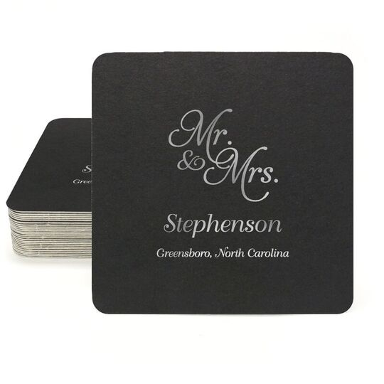 Elegant Mr. & Mrs. Square Coasters