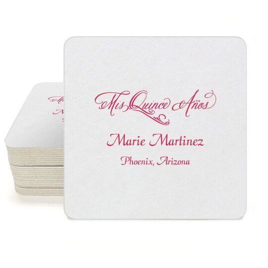 Elegant Mis Quince Años Square Coasters