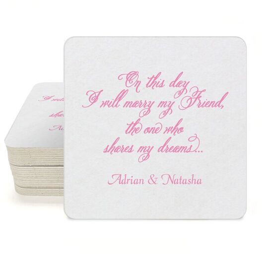 Elegant Marry My Friend Square Coasters