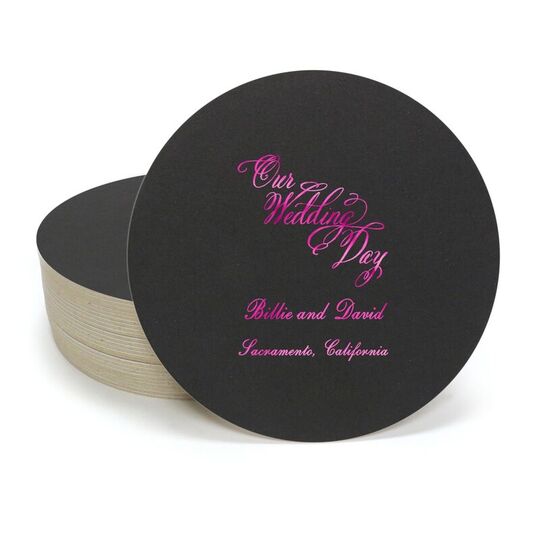 Elegant Our Wedding Day Round Coasters