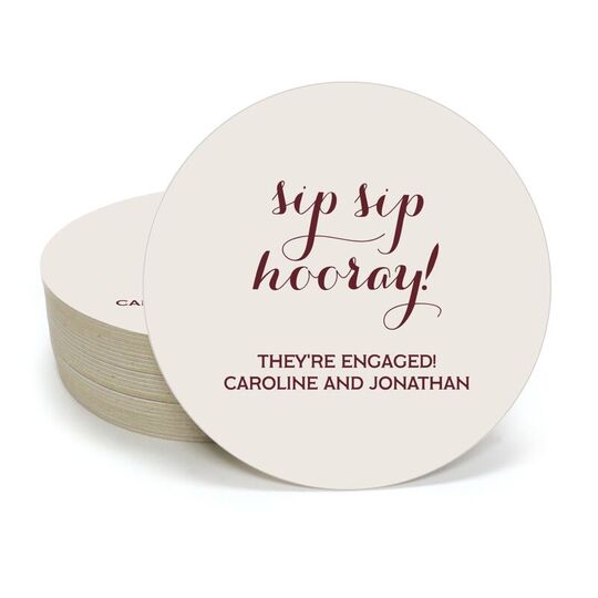 Elegant Sip Sip Hooray Round Coasters