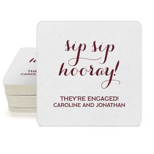 Elegant Sip Sip Hooray Square Coasters