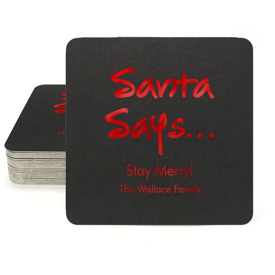 Studio Santa Says Square Coasters