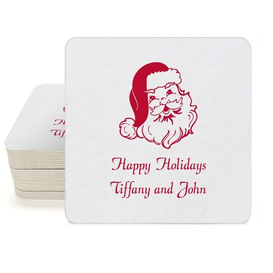 Happy Santa Claus Square Coasters