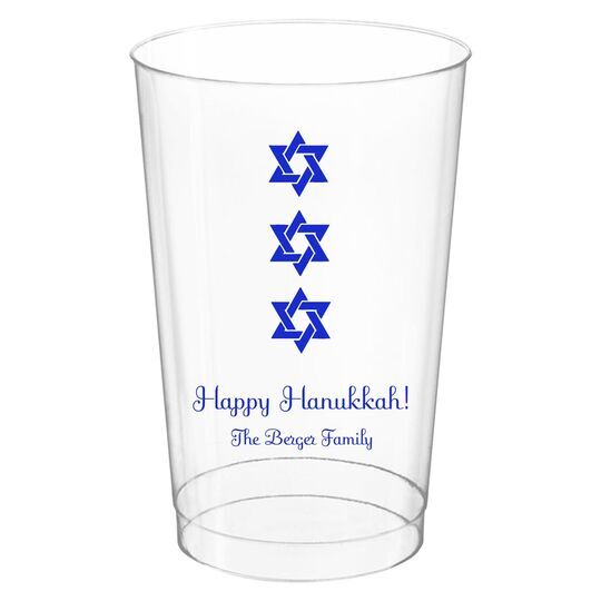 Star of David Row Clear Plastic Cups