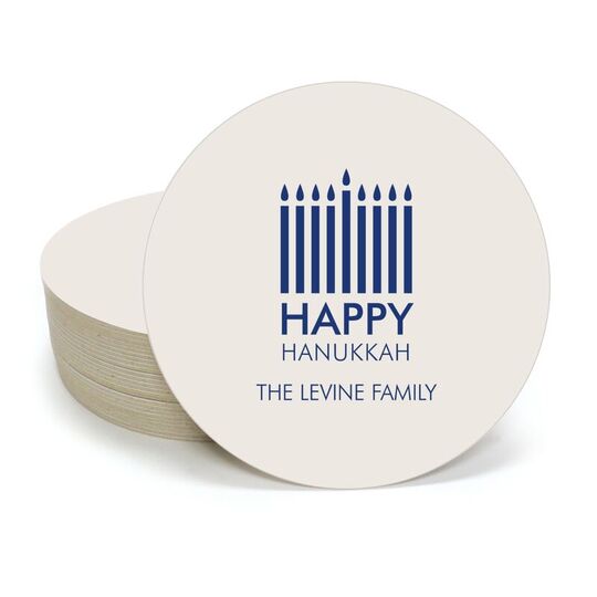 Modern Menorah Hanukkah Round Coasters