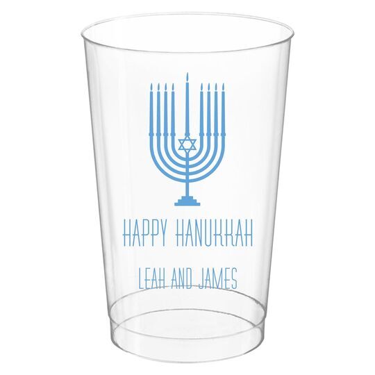Happy Hanukkah Menorah Clear Plastic Cups
