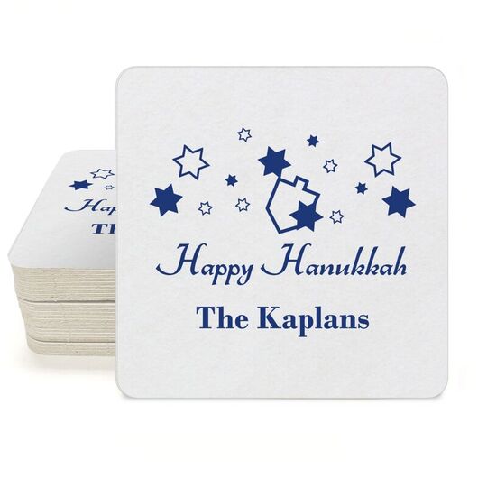 Happy Hanukkah Square Coasters