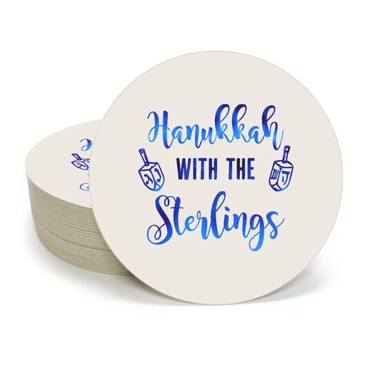 Hanukkah Dreidels Round Coasters