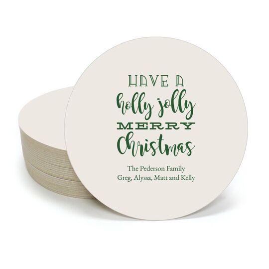 Holly Jolly Christmas Round Coasters