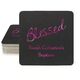 Expressive Script Blessed Square Coasters Image 4 of 5
