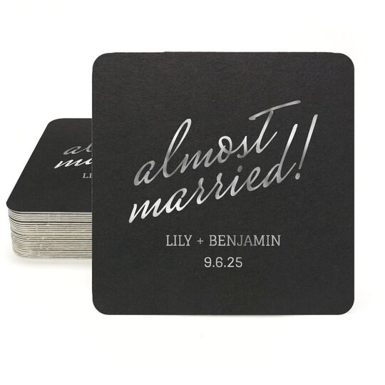 Expressive Script Almost Married Square Coasters