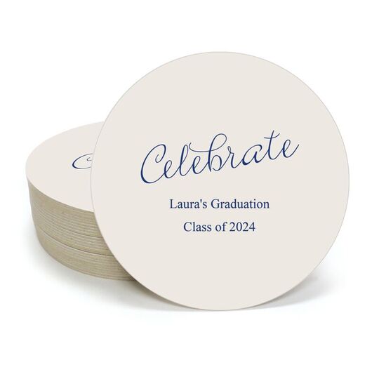 Expressive Script Celebrate Round Coasters