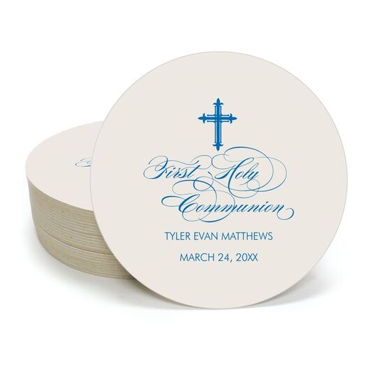 Fleur De Lis Cross Round Coasters