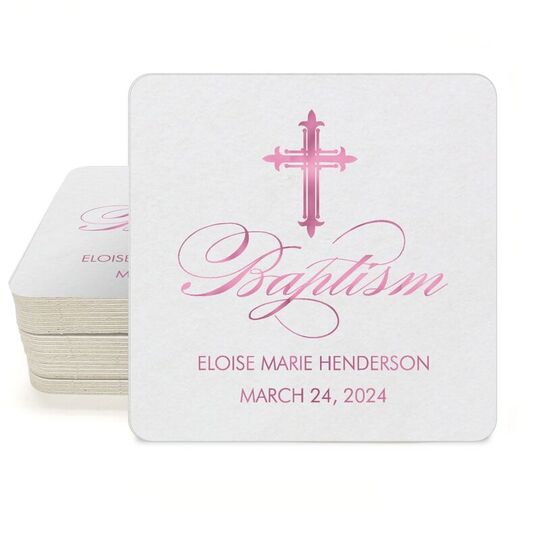 Fleur De Lis Cross Square Coasters