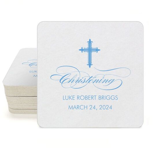 Fleur De Lis Cross Square Coasters