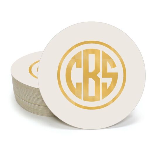 Framed Rounded Monogram Round Coasters