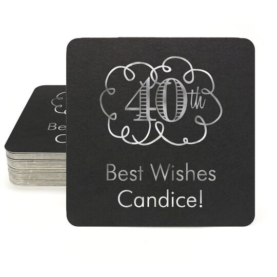 Fun Anniversary Scroll Square Coasters