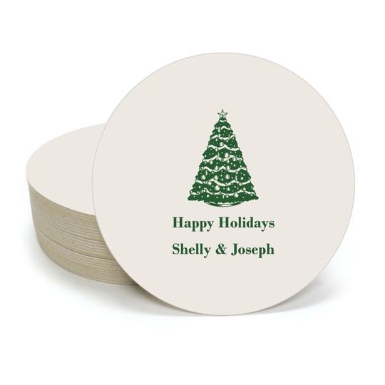 Christmas Tree Round Coasters