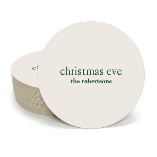 Big Word Christmas Eve Round Coasters