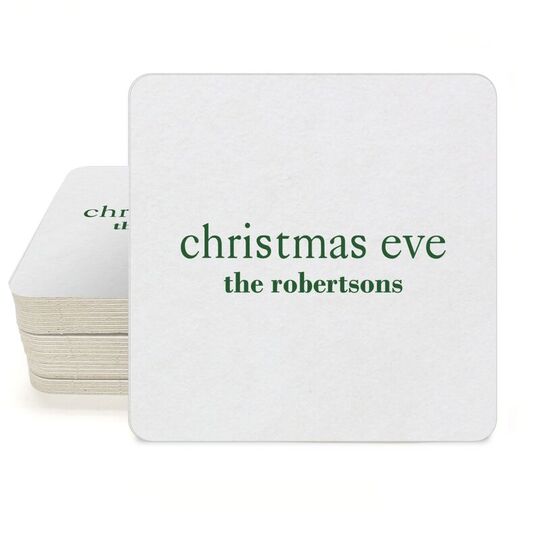 Big Word Christmas Eve Square Coasters