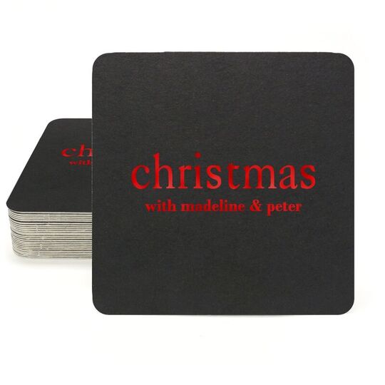 Big Word Christmas Square Coasters