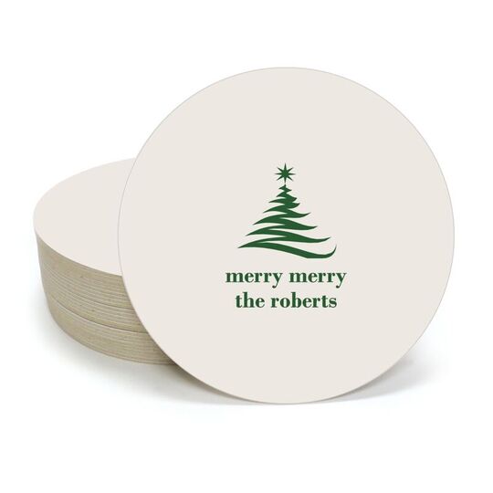 Artistic Christmas Tree Round Coasters