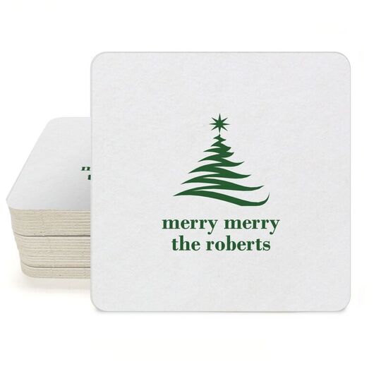 Artistic Christmas Tree Square Coasters