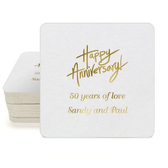 Fun Happy Anniversary Square Coasters