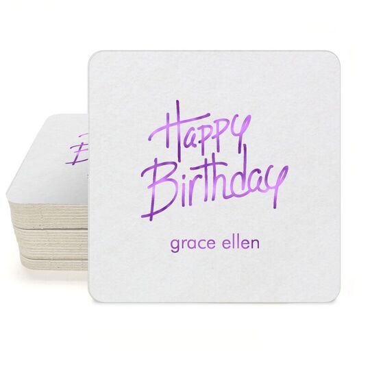 Fun Happy Birthday Square Coasters