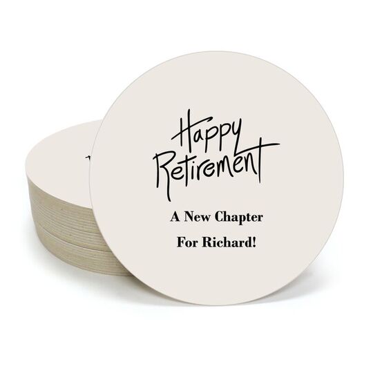 Fun Happy Retirement Round Coasters