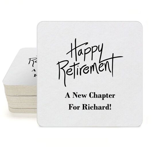 Fun Happy Retirement Square Coasters