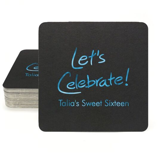Fun Let's Celebrate Square Coasters