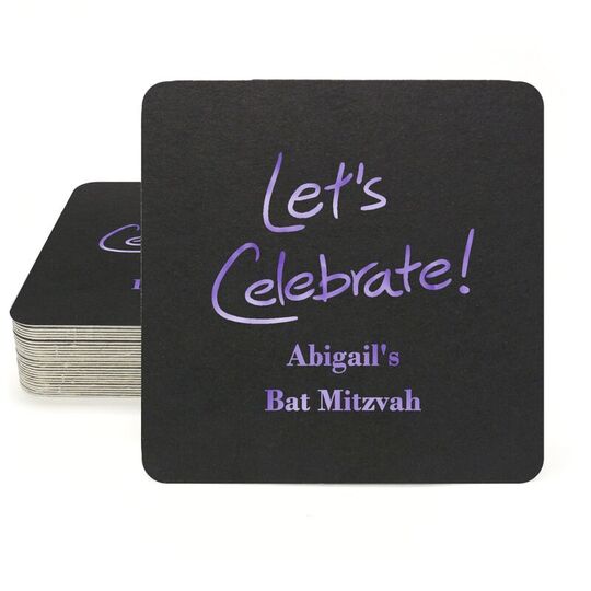 Fun Let's Celebrate Square Coasters