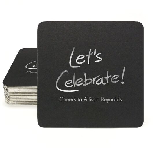 Fun Let's Celebrate Square Coasters