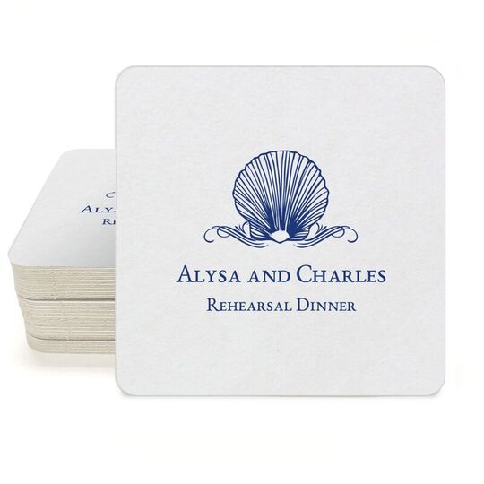 Graceful Seashell Square Coasters