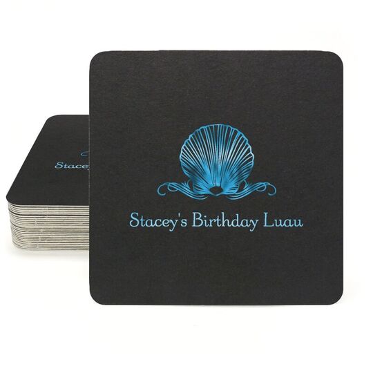 Graceful Seashell Square Coasters