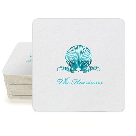 Graceful Seashell Square Coasters