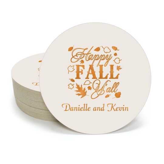 Happy Fall Y'all Round Coasters