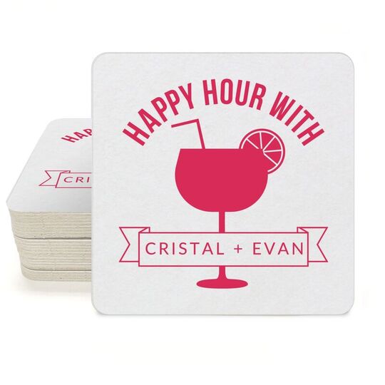 Happy Hour Margarita Square Coasters